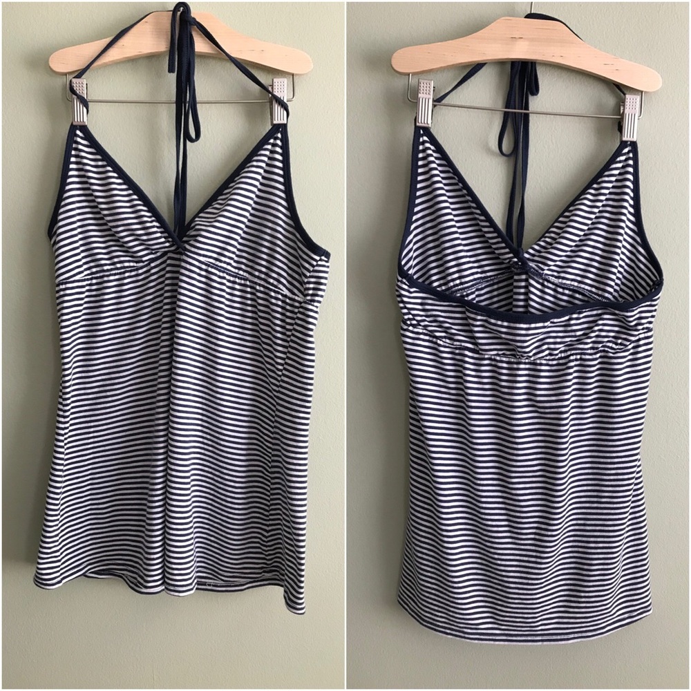 Gap Navy Blue and White Striped Halter